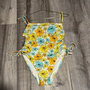 Floral women’s one piece swimsuit in Yellow and Blue